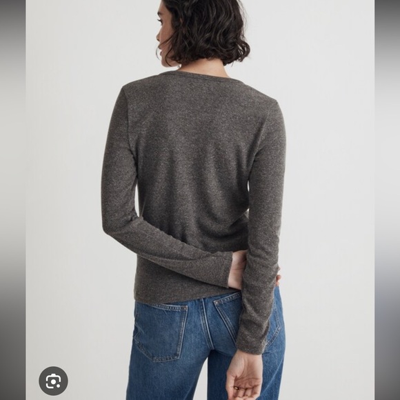 Madewell Grey Ribbed Henley Tee Long sleeve size XSmall - Picture 6 of 12